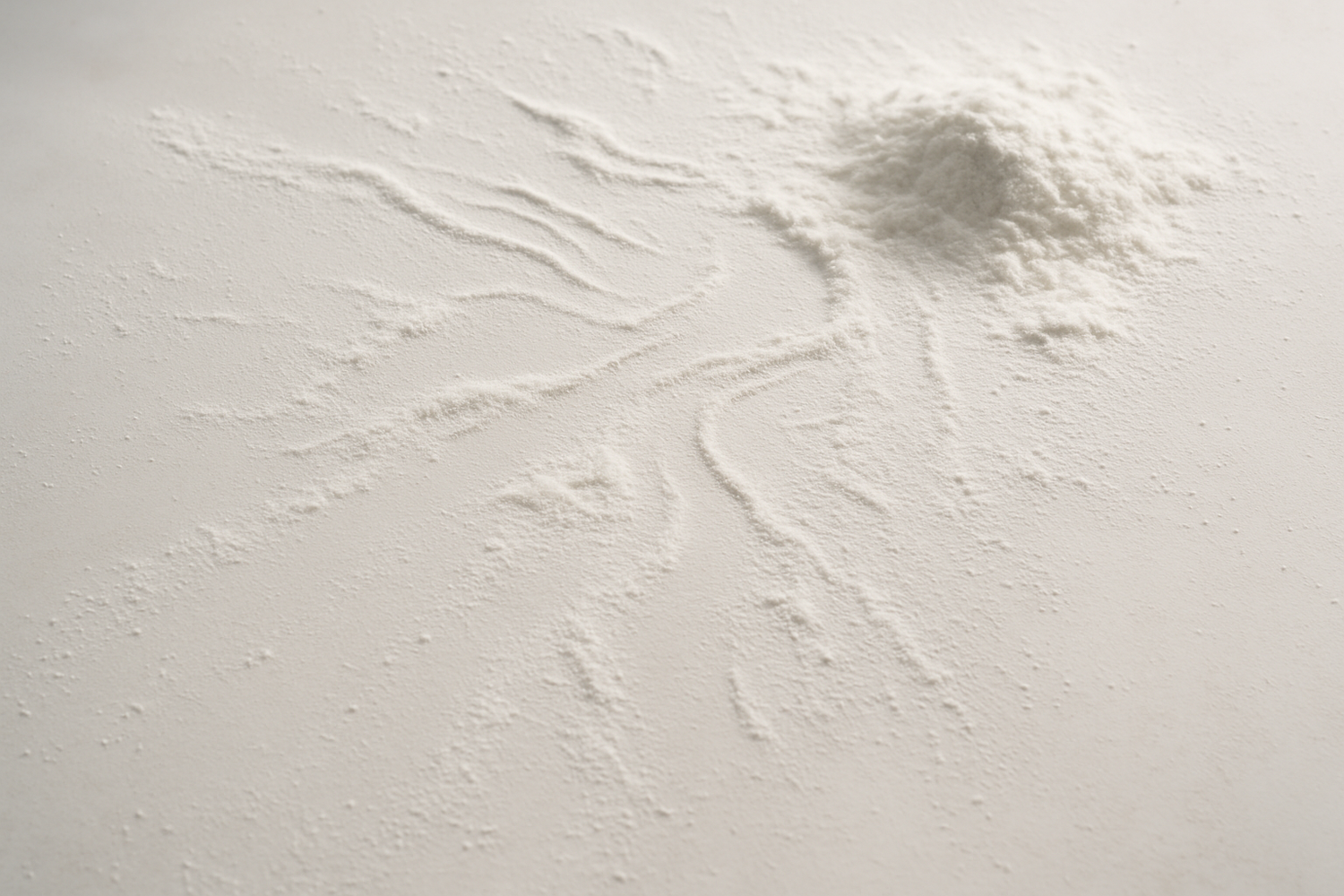 Poudre blanche sur le sol